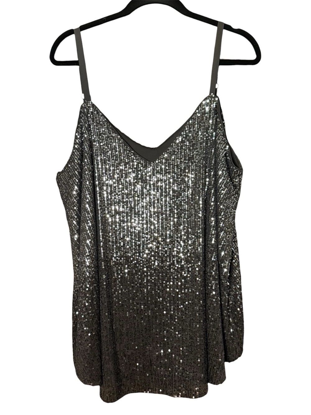 Torrid Black and Silver Sequin V-Neck Cami